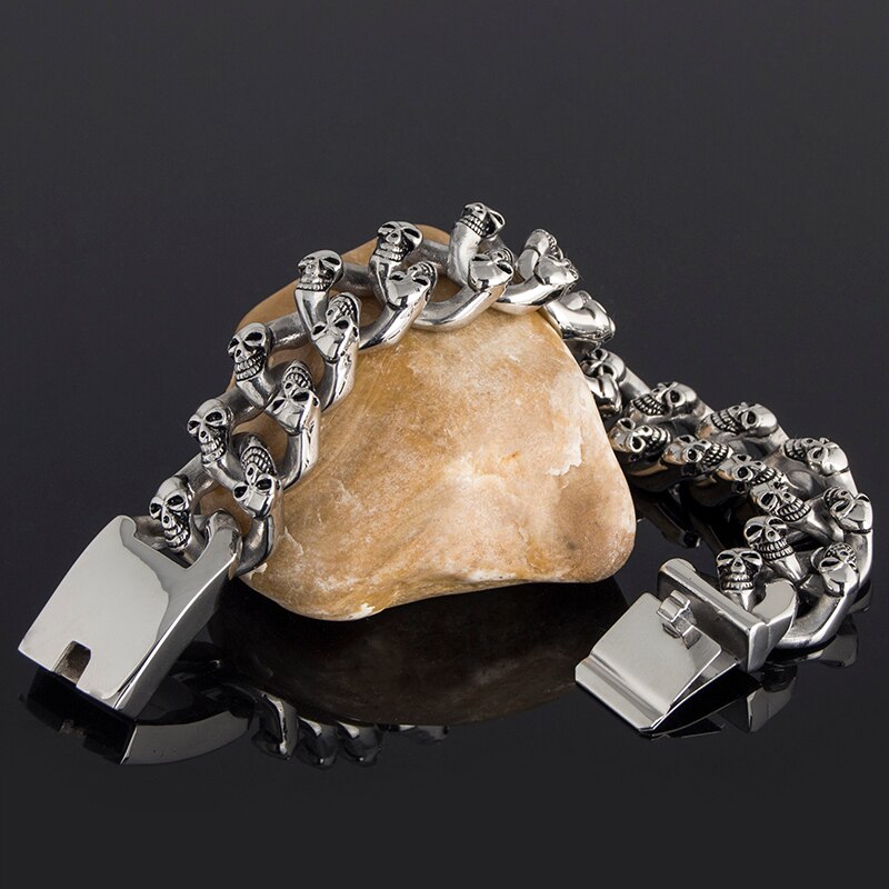 Men's Skull Head Bone Curb Stainless Steel Bracelets