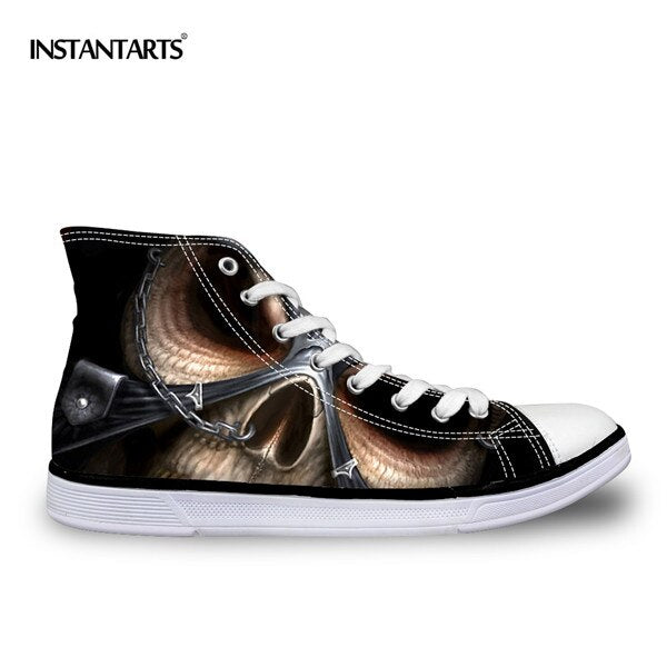 Cool Punk Skull Printed Men's High-top Canvas Shoes