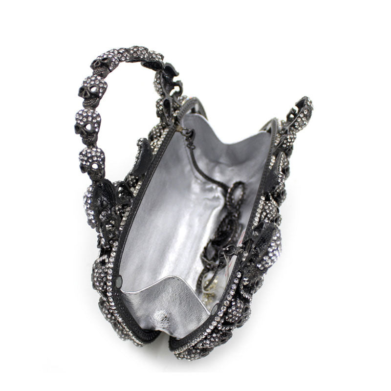 Luxury full diamond Skull evening dinner shoulder bag