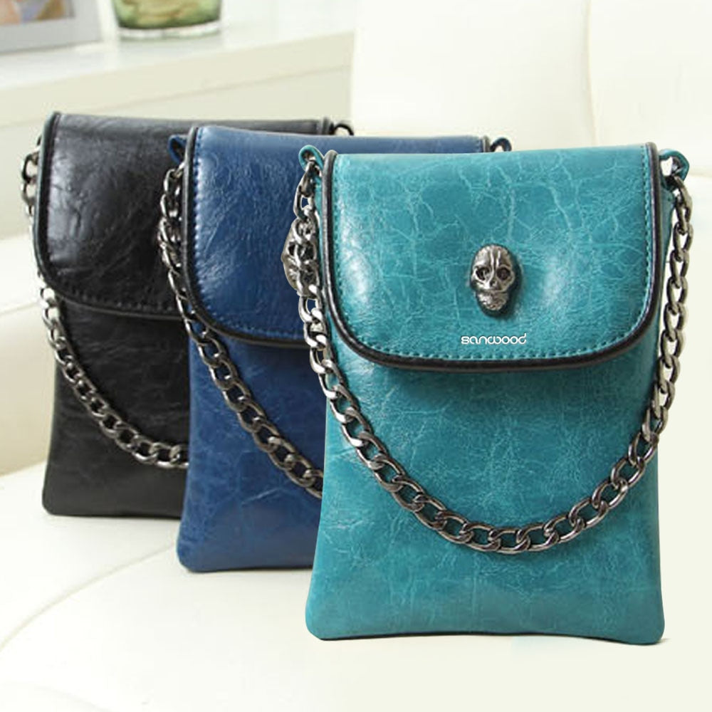 Hot New Women's Fashion Faux Leather Skull Pattern Mini