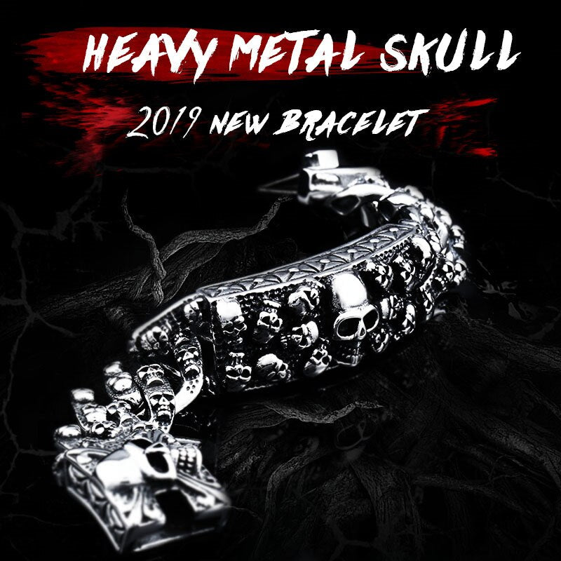 Punk Rock Skull Men Bracelets & Bangles 2018 Biker High Quality