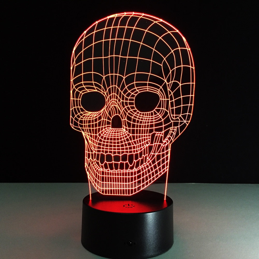 3D LED Color Night Light Changing Lamp Halloween Skull Light Acrylic 3D