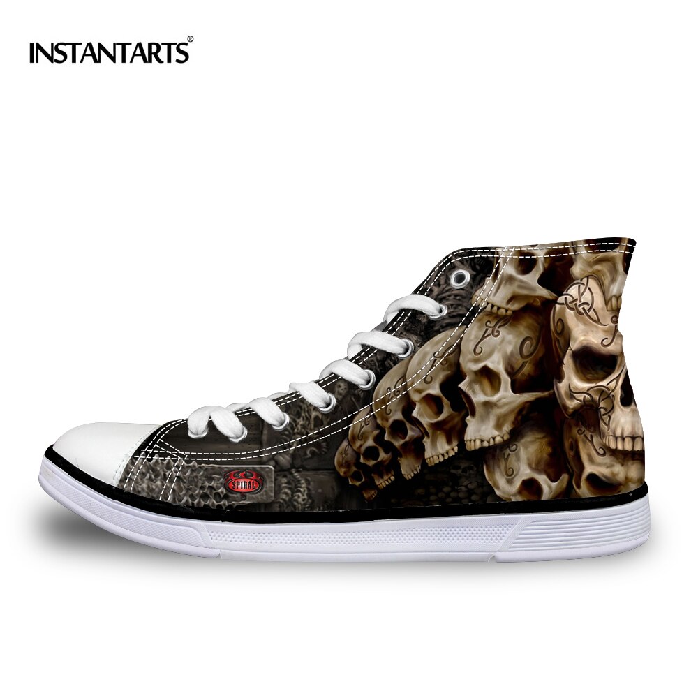 Cool Punk Skull Printed Men's High-top Canvas Shoes