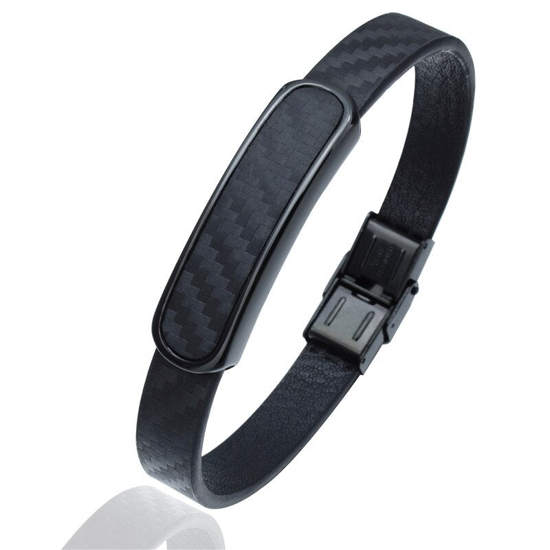 Hiphop Style Microfiber Leather Bracelets with Stainless Steel