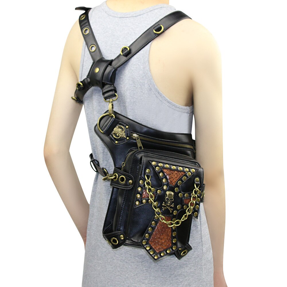 Lady Pockets Skulls Messenger Bag Punk Mujer Femme Women