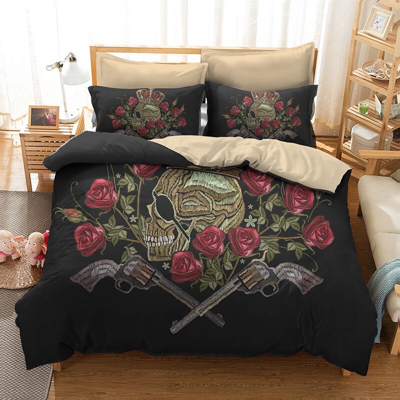 3d sugar skull Bedding Set King size Bohemian skull Print Duvet Cover