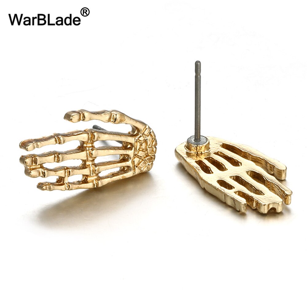 10Pair Gold Skull Bone Skeleton Hand Stud Earrings