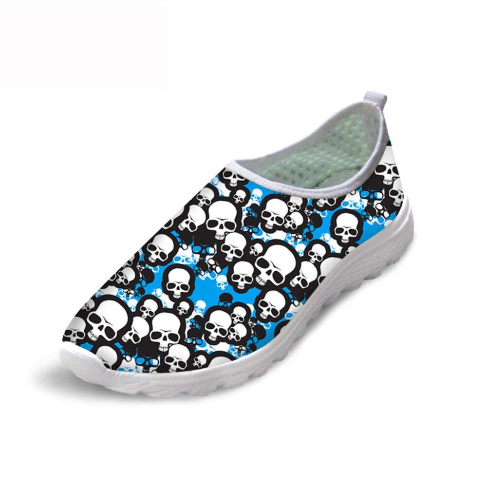 Summer Skid-Proof Nurse Flat Shoes Women 3D Hand Painted Skull