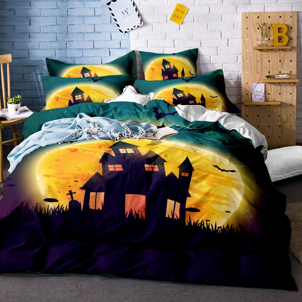 3D Skull Bedding Sets Colorful Flower with Skull Duvet Cover Set