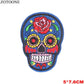 Punk Rock Skull Embroidery Patches For Clothing Flower Rose Skeleton Iron