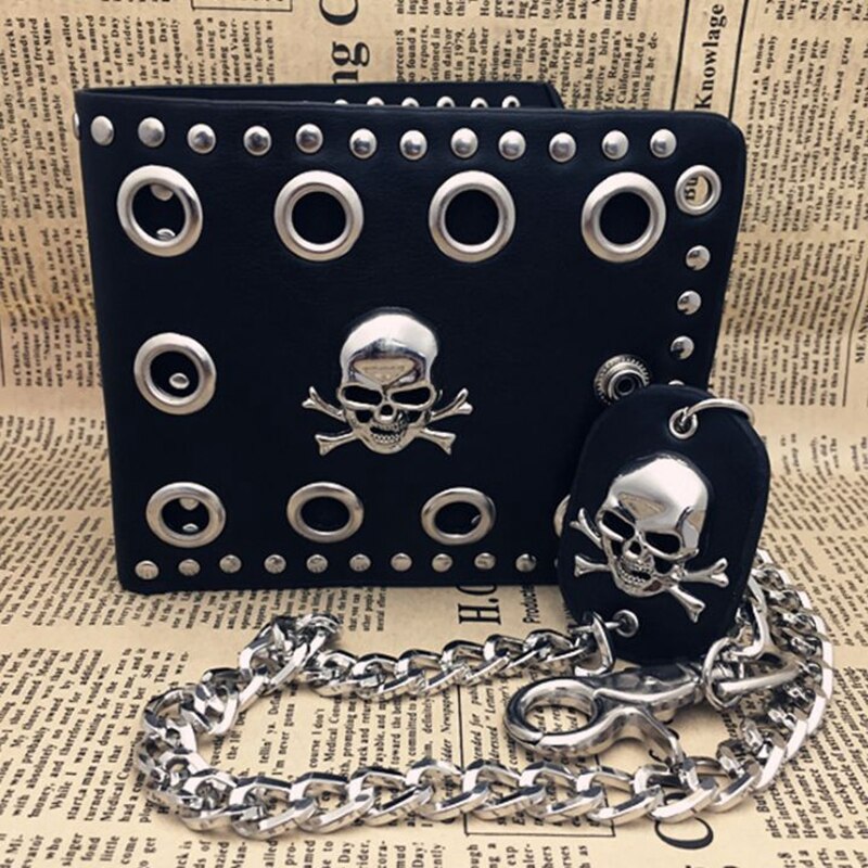 2020 Fashion Man Wallet Punk Gothic Skull Head Chain Purses