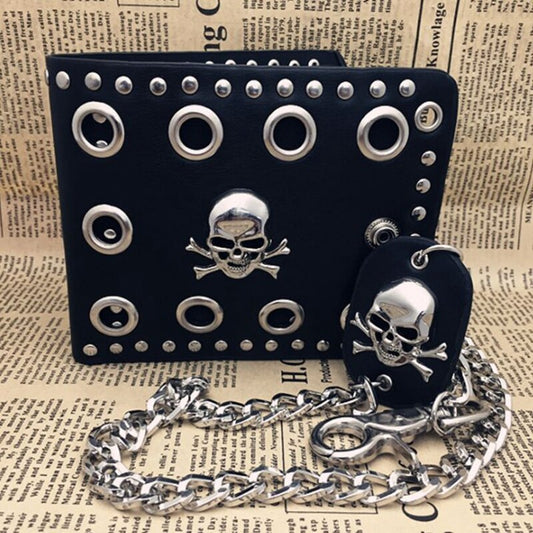 2020 Fashion Man Wallet Punk Gothic Skull Head Chain Purses