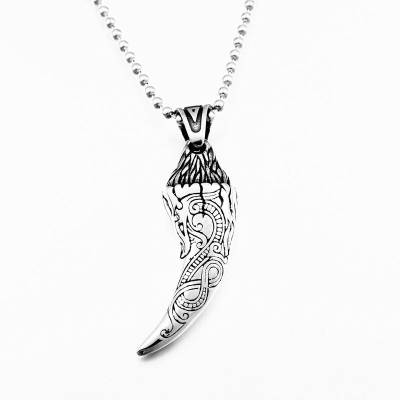 Antique Dragon Tooth Pendant Necklace Vintage Tooth Dragon