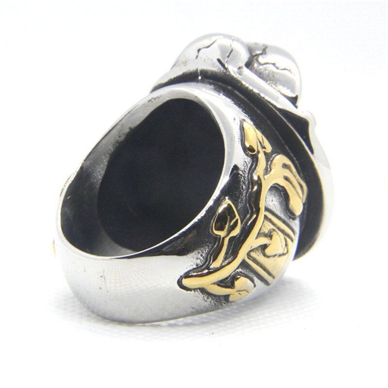 Stainless Steel Fashion Double Guns Big Man Ring