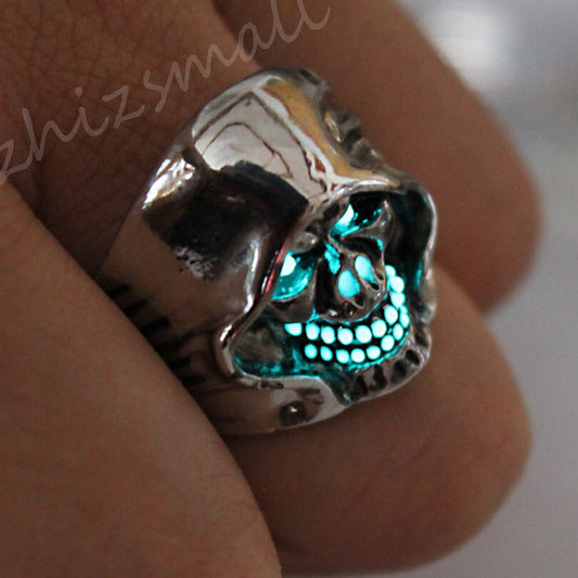 Skeleton Warrior Ring GLOW in the DARK Skull and Bones Glow Ring