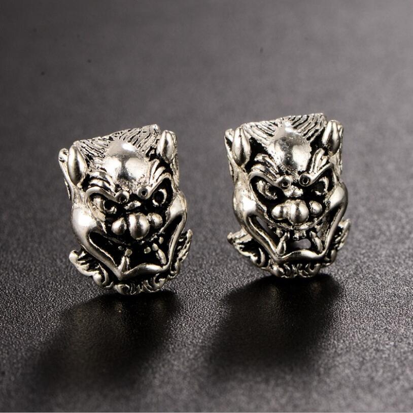 100% 925 Silver Skull-head Earrings Real Sterling Silver Skeleton Stud