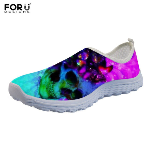 Skull Galaxy Printing Girl Mesh Flats School Student Casual Walking Sneakers