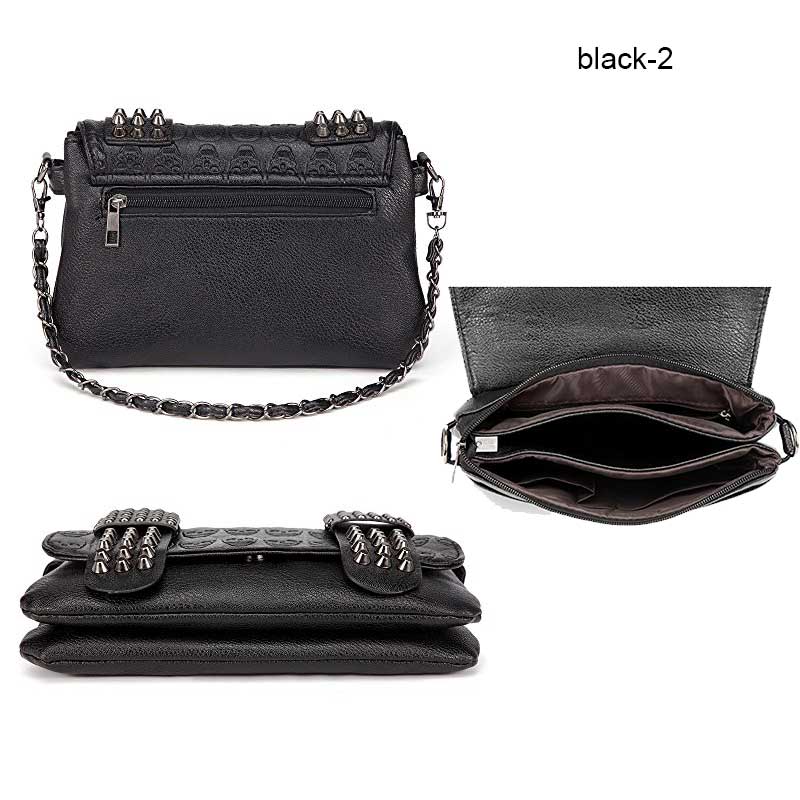 Women's Studded Skull Messenger Bags Rivet Envelope Mini Clutch Bags