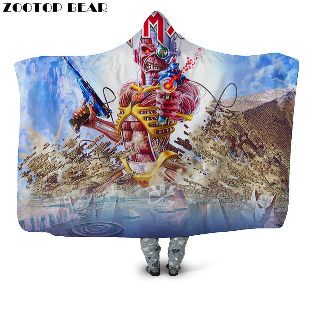 Fashion Hooded Blanket Skull Anime 3D Printing Woman Bedding