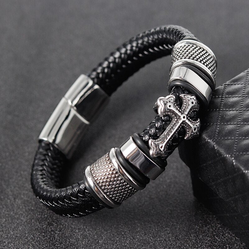 Classical Multi-layer Handmade Leather Chain Weaved Man Bracelets