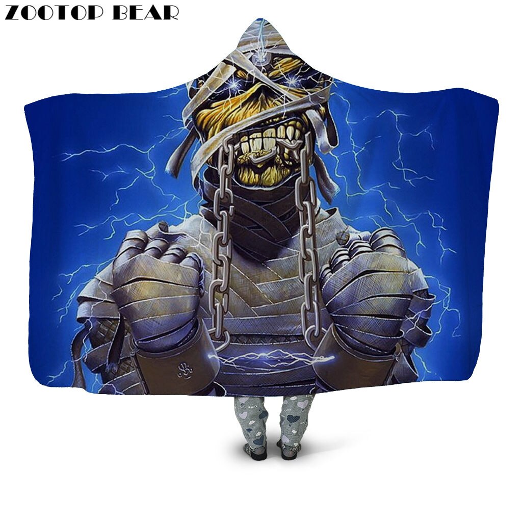 Fashion Hooded Blanket Skull Anime 3D Printing Woman Bedding