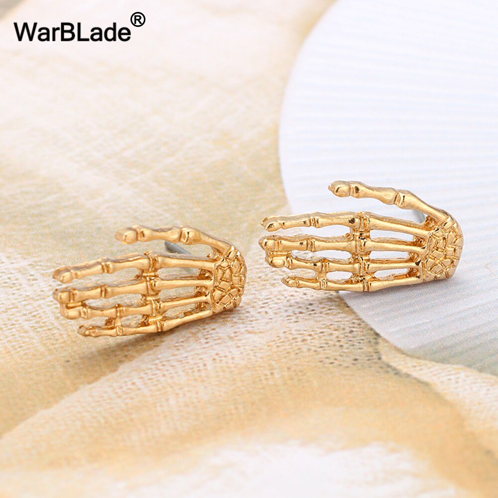 10Pair Gold Skull Bone Skeleton Hand Stud Earrings