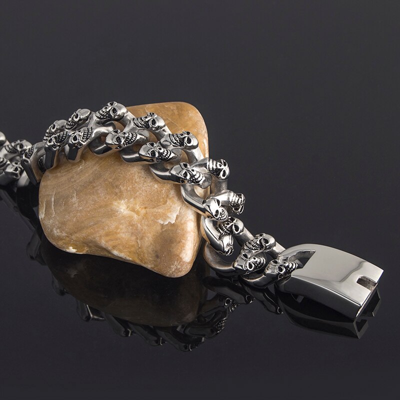 Men's Skull Head Bone Curb Stainless Steel Bracelets