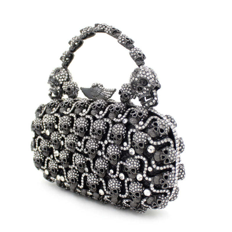 Luxury full diamond Skull evening dinner shoulder bag