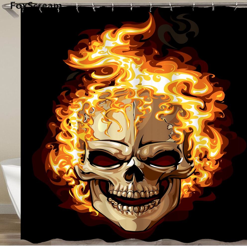 Mexican Fabric Sugar Skull show Curtains Cartoon Colored Skull Shower Curtain Bathroom Waterproof Polyester With Hooks