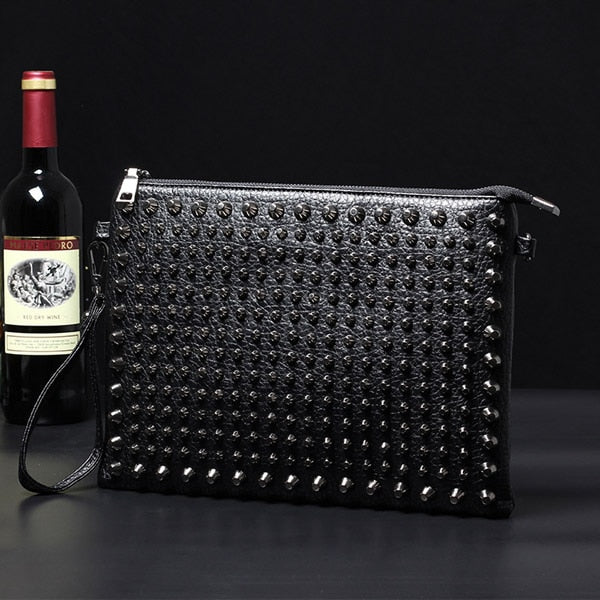 Skeleton rivet skull Unisex Fashion Women Clutch Bag Pu Leather Crossbody Bag Punk Style Shoulder Bag Unisex and Women Rivet Handbag Purse