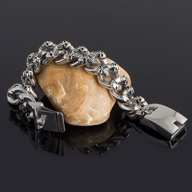 Men's Skull Head Bone Curb Stainless Steel Bracelets