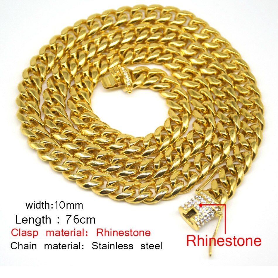 10mm Men Cuban Miami Link Necklace Stainless steel