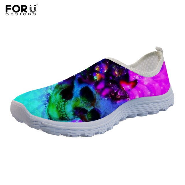 Skull Galaxy Printing Girl Mesh Flats School Student Casual Walking Sneakers