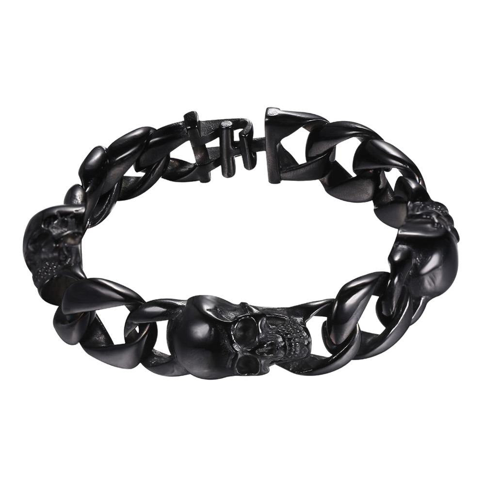 U7 Skull Bracelets Cuban Link Skeleton Rocker Punk Bangle