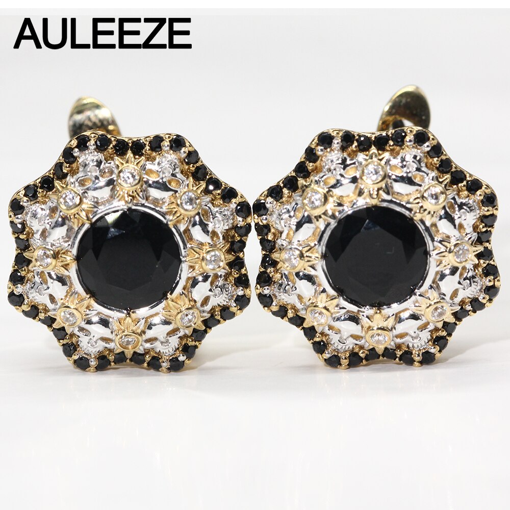 Halloween Flower Solid 10K Two Tone Gold Engagement Earrings Unique