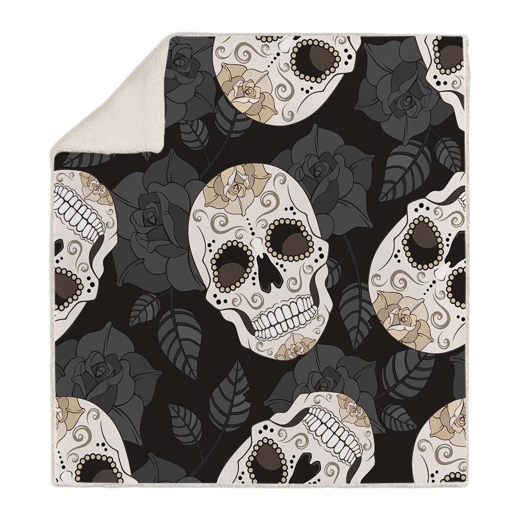 Plaid Skull Flannel Throw Blanket Snuggle Fuzzy Sherpa Fleece Microfiber Blankets