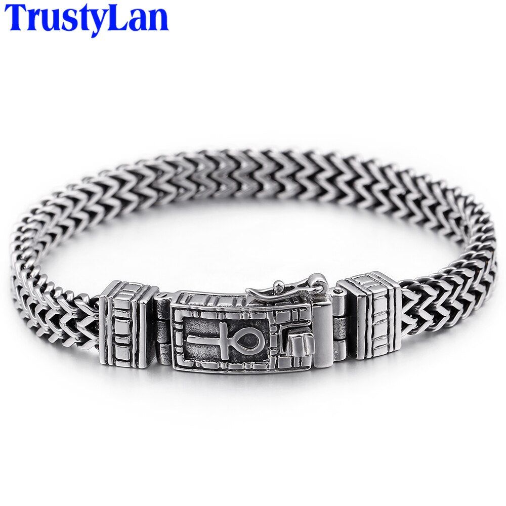 Rock Mens Bracelets Bangles Heavy Stainless Steel Charm Bracelet