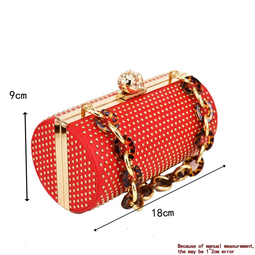 Golden Rivet Cylinder Designer Skull Luxury Shoulder Bags