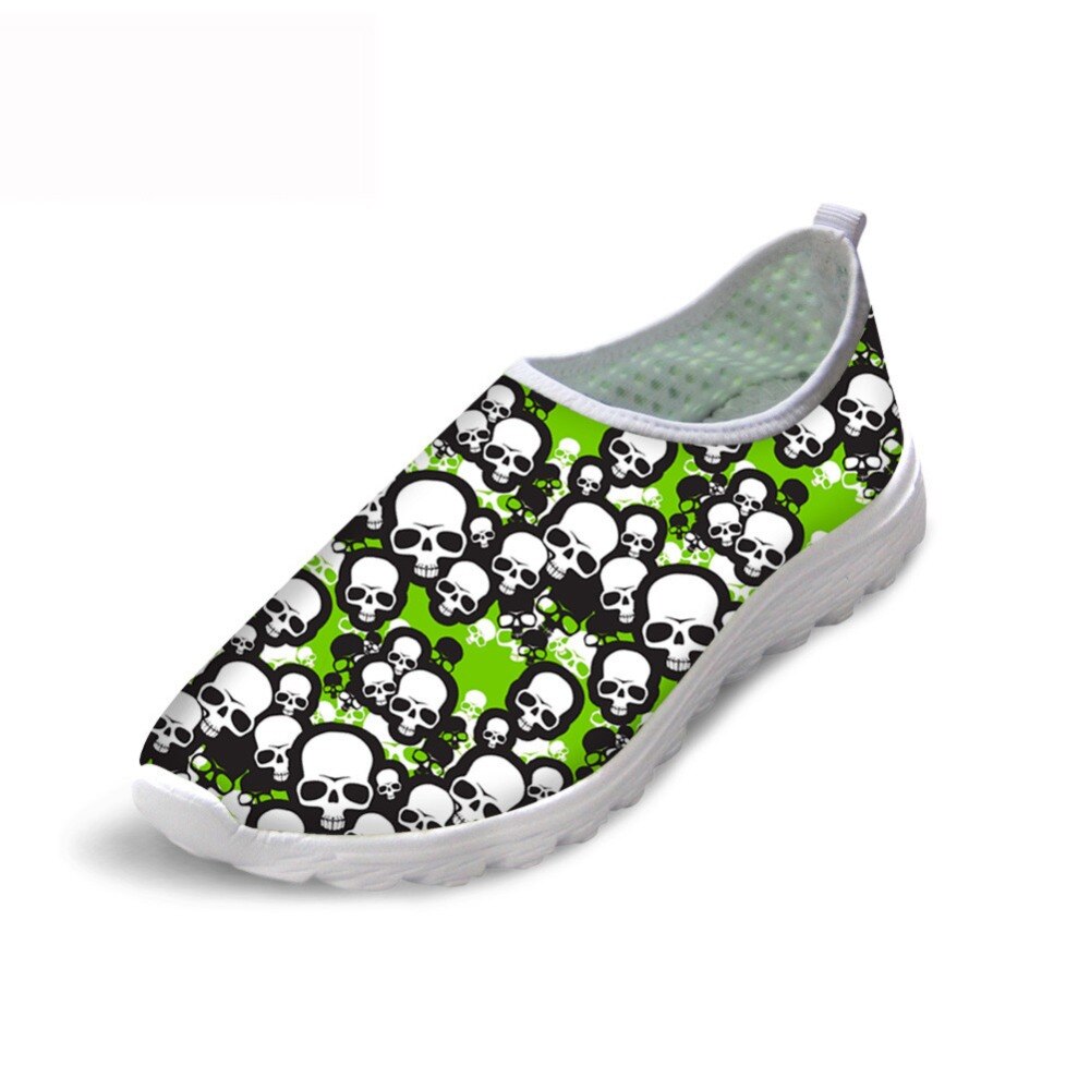 Summer Skid-Proof Nurse Flat Shoes Women 3D Hand Painted Skull