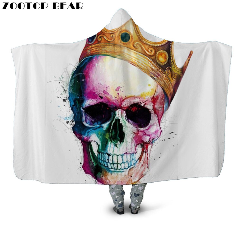Fashion Hooded Blanket Skull Anime 3D Printing Woman Bedding