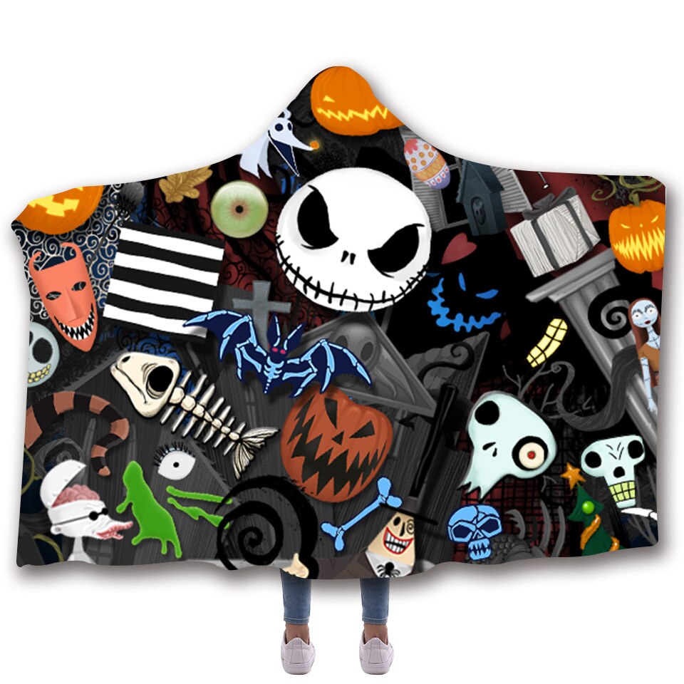 The Nightmare Before Christmas Jack Skull Printed Hooded Wearable Blanket