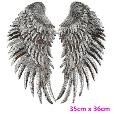 1PCS Hot Big Patches Shine Sequin 3D Sticker Stickers Wings Rose Embroidery Motif Applique Garment Kids Women