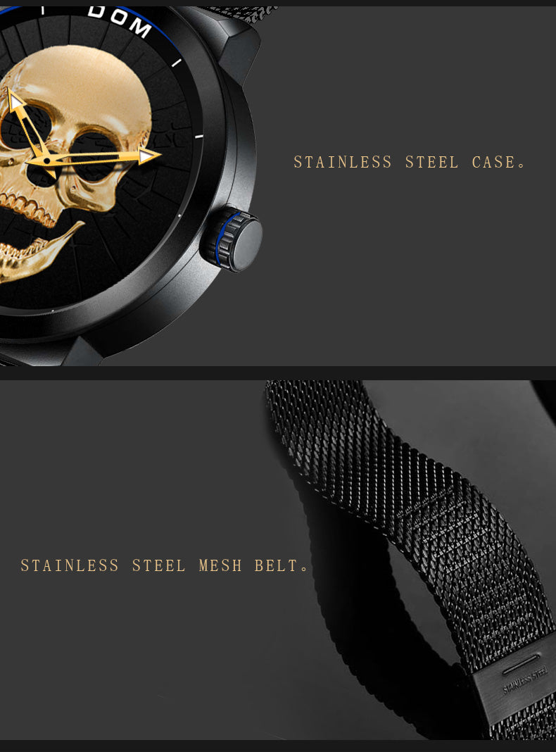 Men's Watch Cool Bone Luxury Brand Creative Clock Black Male Watch Skull Style Quartz Men Watches Clock masculino M-1231 New