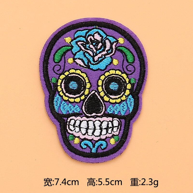 Embroidered Patches Sugar Skull Patch Mexico Day of the Dead Iron On Fabric Badges DIY Sewing Applique for Jackets Jeans