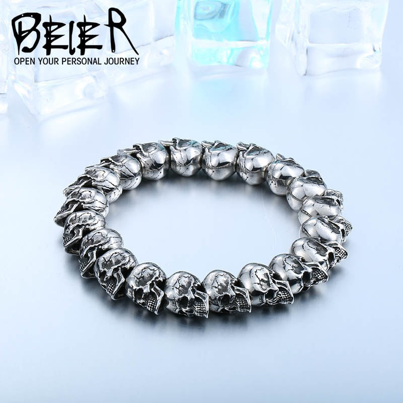 New Cool Punk Adjustable Skull Bracelet For Man 316 Stainless Steel