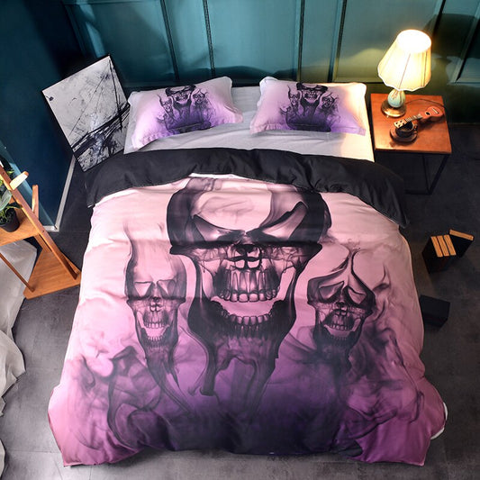 Smoke flame skull duvet cover sugar skull bedding set pillowcase