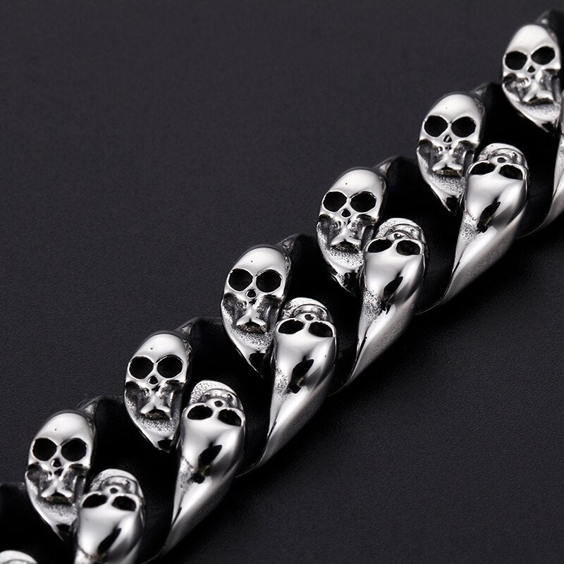 TrustyLan New Skull Bracelets For Men Shiny Stainless Steel