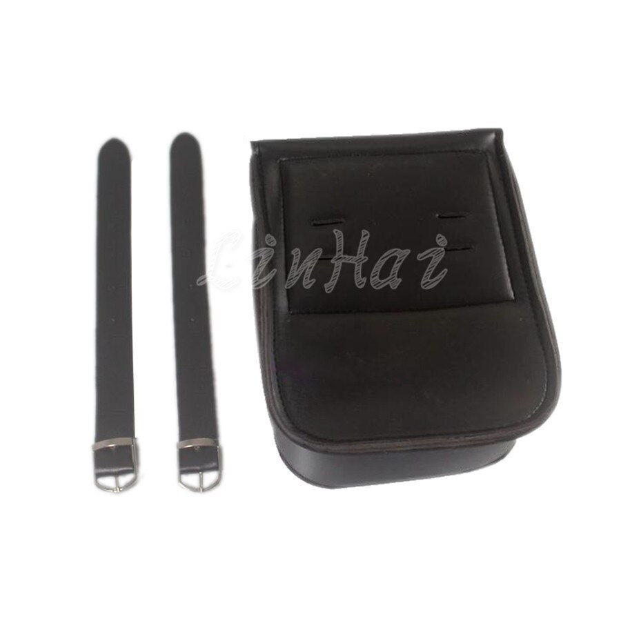 New Black Motorcycle Skull Faux Leather Rectangle Tool Luggage Bag Side