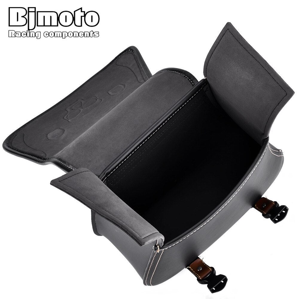 Pair Motorcycle Side Saddle Bags Skull PU