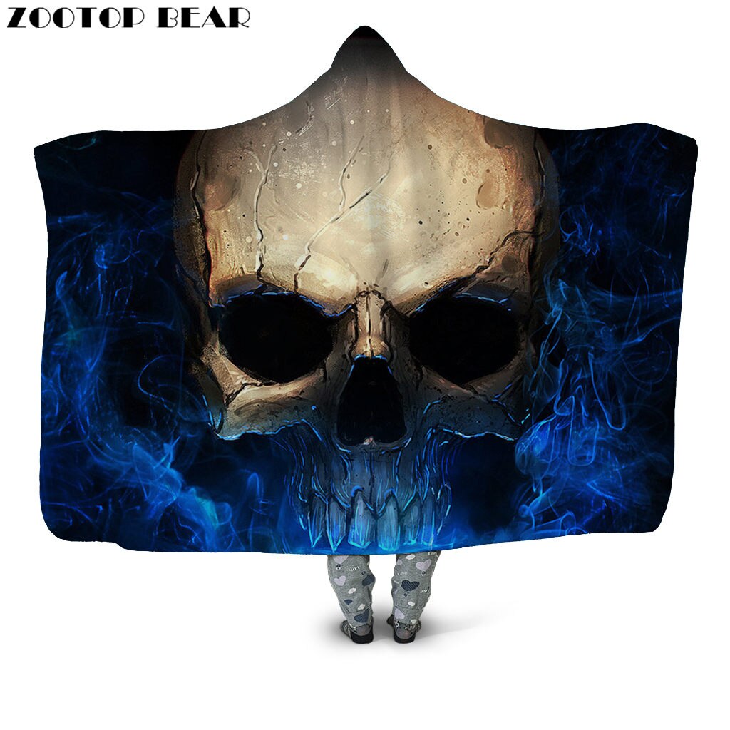 Fashion Hooded Blanket Skull Anime 3D Printing Woman Bedding